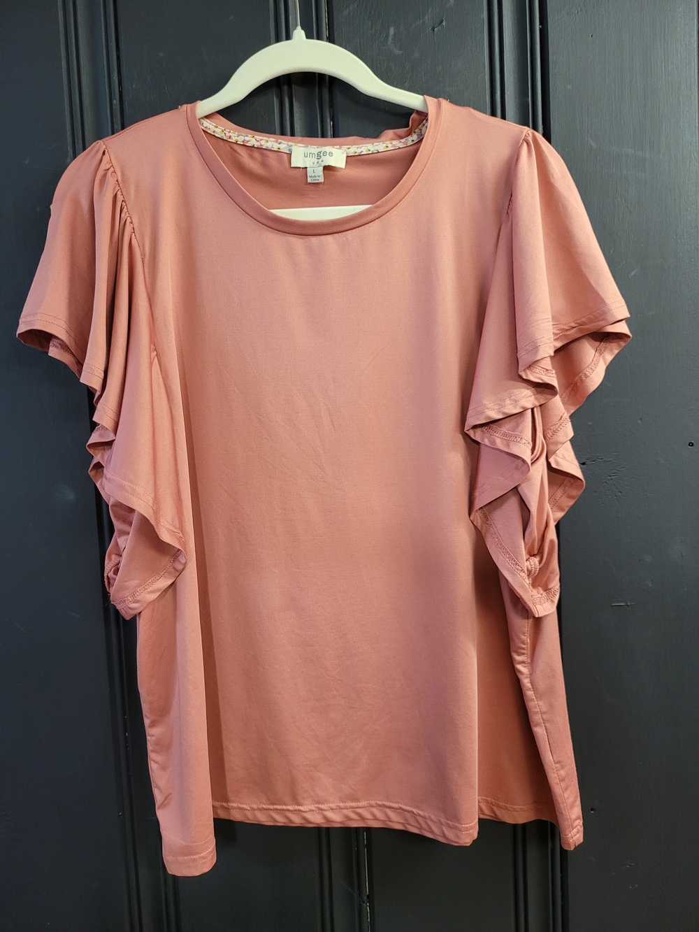 Umgee Blush Ruffle Sleeve Top